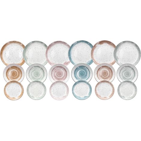 Service de vaisselle pour 6 personnes, 18 pièces, porcelaine, multicolore (1/4)
