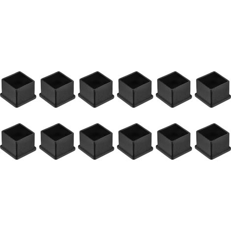12 Pièces Bouchons Carrés en Plastique 25 x 25mm Noir (1/5)