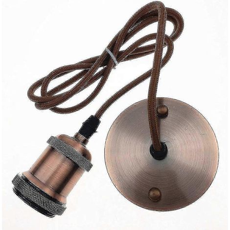 Suspension industrielle moderne vintage avec douille E27, câble tressé de 1,2 m, finition laiton, classe énergétique A+++ (1/5)