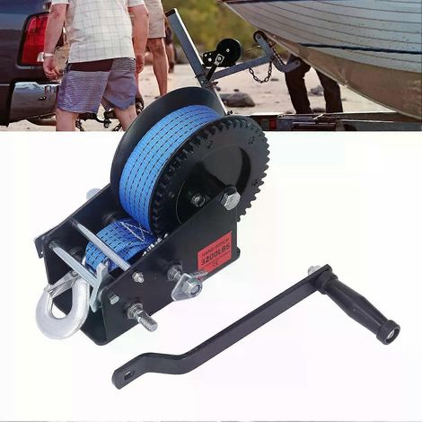 Treuil manuel compact de 1450 kg (3200 lb) en acier allié, à traction robuste, à cliquet bidirectionnel et poignée antidérapante, pour remorques de bateaux et autres applications industrielles. (1/4)