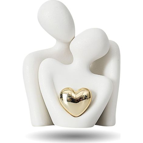 Romantic ceramic couple statue with hug, abstract mini figurines of a bride and groom, living room decoration, furniture decoration, wedding gifts, gifts (1/5)