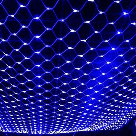 Guirlande Lumineuse Filet D'extérieur LED, 8 Modes Etanche Lumière Nette Pour Rideau Jardin Sapin de Noël Fête Mariage Terrasse Lumières Décoratives (bleu, 3mx2m 192LED) (1/5)