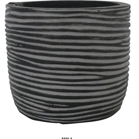 Pot Rib polyester bullet H 8 cm, Ø 9 cm, Blanc-noir - dimhaut: H 9 cm - couleur: Noir (1/4)