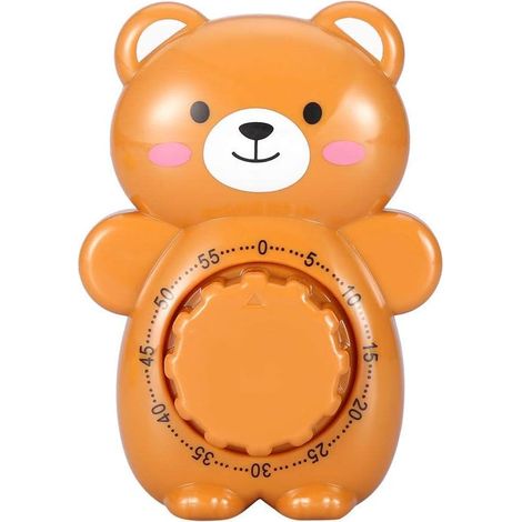 Minuterie mécanique, minuteries en forme d'ours de dessin animé pour la cuisson Minuterie visuelle utilisée (marron) (1/5)