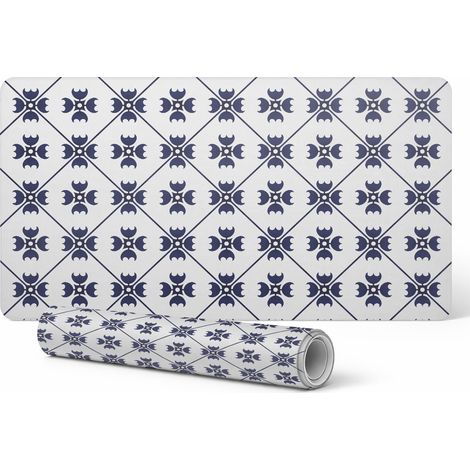 Alfombrilla protectora de vinilo para escritorio y mesa con estampado geom茅trico retro, 100x50 cm.
