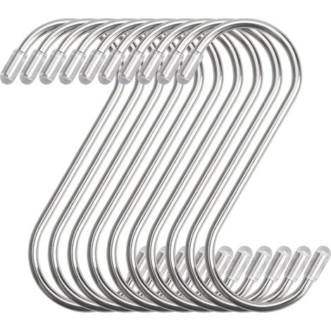 Lot de 10 crochets en forme de S crochets en métal pour paniers suspendus cuisine jardin plantes mangeoires en acier inoxydable (1/5)