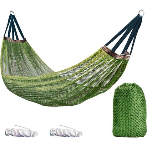 Hamaca, 260x130 cm, Hamaca de viaje para acampar, Hamaca de malla de seda helada, Hamaca, actividades al aire libre y viajes, Máx. 150 kg (1/5)