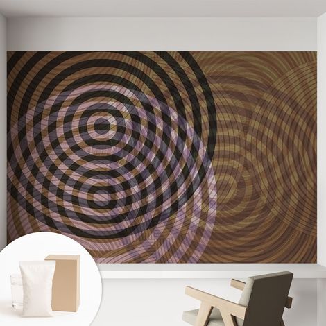 Carta Da Parati In Vlies - Fotomurale - Decorazione Paretie - Per Camera Da Letto - Per Soggiorno - Con Colla Gratuita Cerchi ipnotici 152x104 cm (1/5)