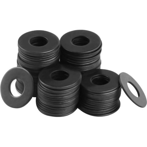 Rondelles Plates M4 - 120 Pièces - Acier Carbone Noir - Répartition Pression Anti-Desserrage - Bricolage Auto Industrie - 9x4x0,8mm (1/5)