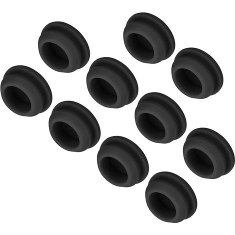10Pcs Cache Trou Meuble Bouchon Silicone 13mm Diamètre de Montage Noir Largeur de Rainure Étroite 2mm Joint de Panneau Rond pour Cloisons de Cuisine, Bouchons d'Étanchéité (1/4)