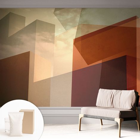 Tapete Vliestapete mit Kleber - Wanddekoration - Wandfolie - 3D Tapete Wand - Wohnungsdeko Abstrakte Formen 312x219 cm