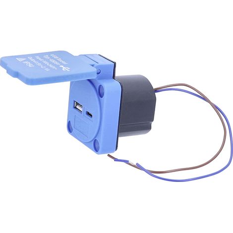 AS Schwabe 45091  USB-Ladesteckdose  mit USB-C®, mit USB-Ladeausgang IP54 Blau (1/5)