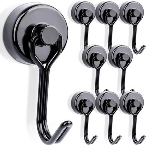 Set of 8 Extra Powerful Magnetic Hooks (15kg), Swiveling, Ideal for Fixing on Metal Doors and Refrigerators (1/5)