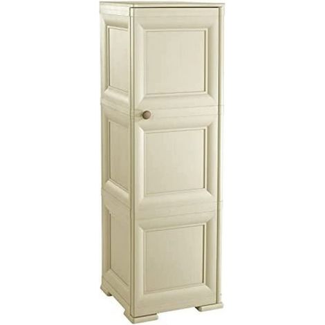 Mobile colonna portatutto 2 ripiani in resina cm 40x43x125 colore angora - omnimodus (1/3)