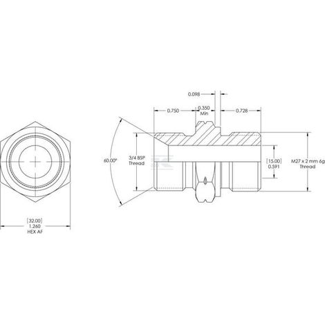 Acoplamiento M/M 3/4" B x M27x2 DIN 6149 BURNETT & HILLMAN VNBM1227X2ISO6149