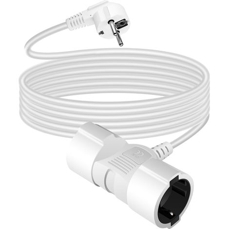 Fiche Double pour Prise, rallonge de 3 m avec 2 Prises Schuko, multiprise 2 Voies, rallonge Double avec 2 Prises à Contact de Protection, répartiteur extérieur 2 Voies Max. 3500 W, Blanc (1/5)