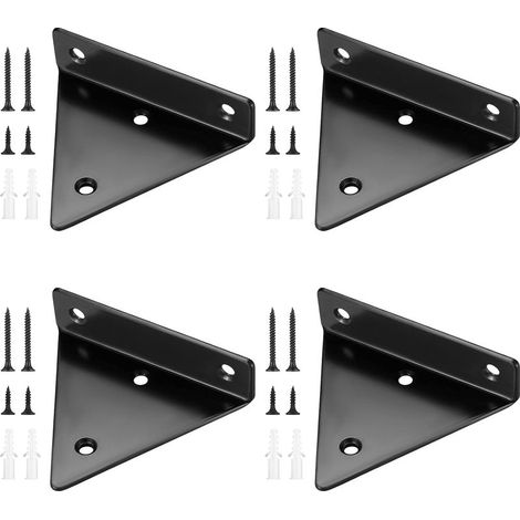 4 Pièces Supports d'étagère Flottants, Supports à Tablettes Muraux Triangulaires Invisibles, Equerre Etagere Murale Métal pour étagère (1/5)