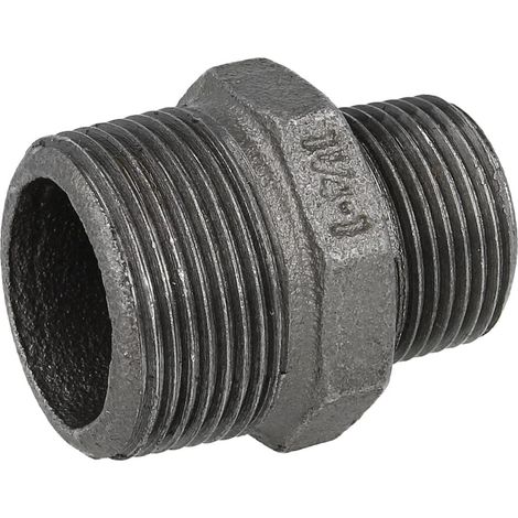 Raccord en fonte malléable noir nipple réduit 1 1/4'' x 1'' FM/FM