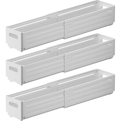 Lot de 3 bacs de rangement télescopiques pour collations, jouets, sous-vêtements, bocaux d'assaisonnement, papeterie, bacs de rangement réglables (1/5)