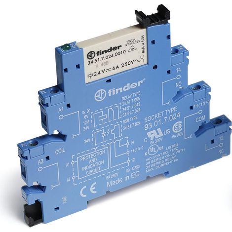 Interface modulaire à relais 1RT 6A 6V DC sensible AgNi + Au bornes à cage FINDER 385170065050
