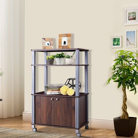 Etagère de Rangement Roulante Chariot de Cuisine Roulant pour Micro-ondes en Mdf 60x395x93-975cm Brun Maison Chic (1/4)
