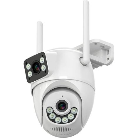 Caméras de sécurité HD WiFi Suivi Automatique extérieur 8MP Double Len Double écran caméra PTZ Vision Nocturne Protection de sécurité caméra IP(WiFi Cam 64G Card) (1/5)