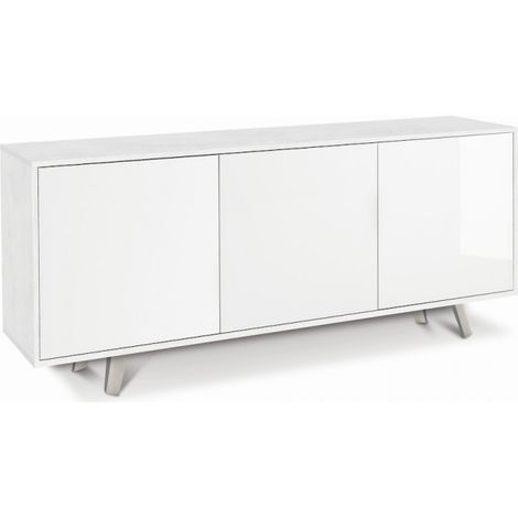 Aparador diseño moderno 3 puertas aparador salón cocina Perth - Blanco - Blanco brillante
