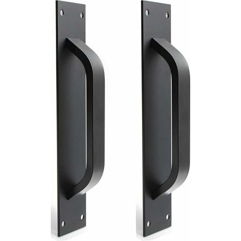 2pcs Poignée de porte de grange Alliage d'aluminium -poignées de porte coulissante pour porte coupe-feu, poignées de porte d'armoire (noir) (1/3)