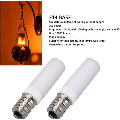 Ampoule LED Flamme Effet Flamme E14 2W 200LM PC, Ampoule Flamme Vacillante pour Décorations Indoors et Extérieurs (1/5)