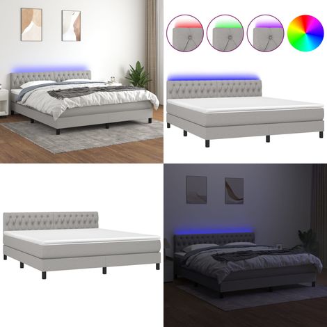 Boxspringbett mit Matratze & LED Hellgrau 180x200 cm Stoff - Boxspringbett - Doppelbett - Schlafsystem - Bettauflage - Lattenrost - Home & Living (1/5)