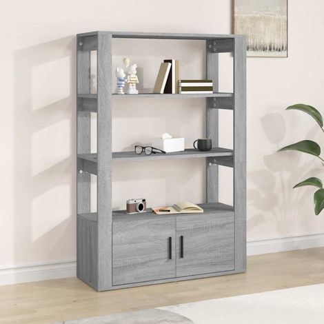 Buffet - Armoire de rangement Enfilade Sonoma gris 80x30x119,5 cm Bois d'ingénierie BV766086 - BonneVie (1/5)