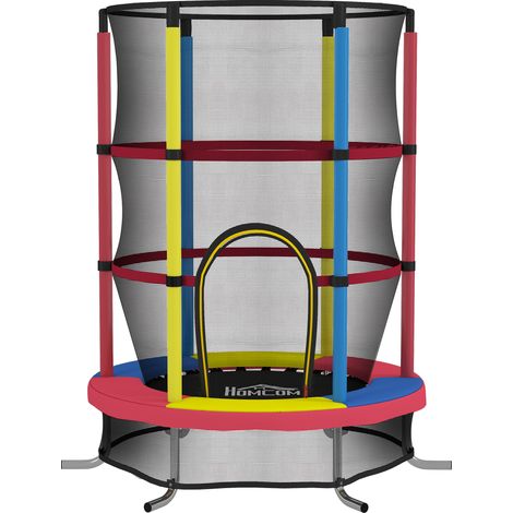 Trampolino per Bambini 3-6 Anni Ø160x190 cm con Rete di Sicurezza Senza Molle Multicolore (1/5)