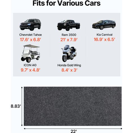 Tapis de Sol de Garage 2692,4x6705,6x2,4 mm Tapis Protection Antidérapant et Imperméable à Eau Neige Pluie Boue Huile de Voitures avec Support TPE Anti-fuite, Facile à Nettoyer et à Découper (1/5)