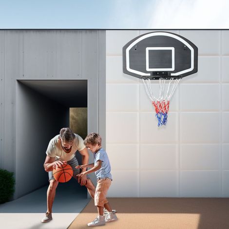 Canestro da basket a muro, pannello PE nero 72,39 x 45,72 cm, interno/esterno FloraGrace (1/5)