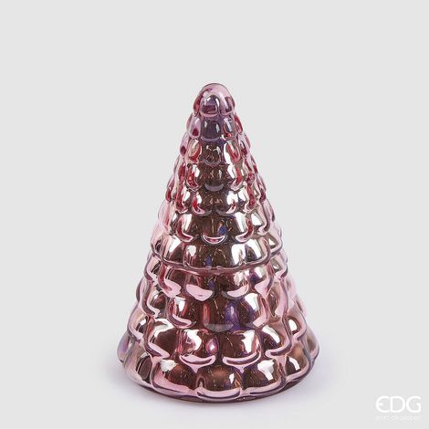 EDG Enzo De Gasperi Candela Natale Pino con Profumo Vaso H 19 Cm D 12 Cm  Peony Cassis