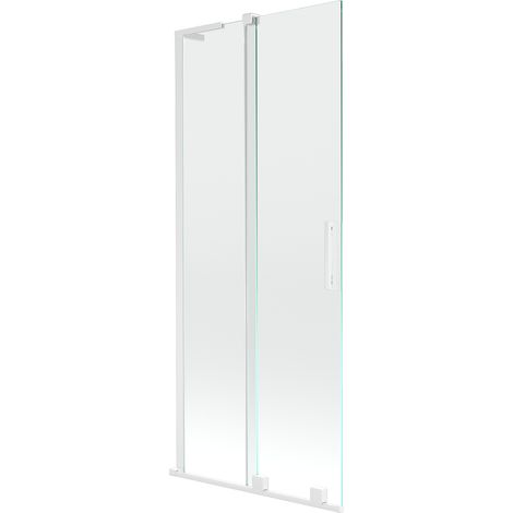 Mexen Velar L Duschabtrennung für Badewanne 2-flügelig schiebbar 85 x 150 cm, transparent, weiß - 896-085-003-01-20 (1/5)