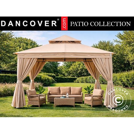 Gazebo Horus w/curtains, 3.4x3.4 m, Beige - Dancover