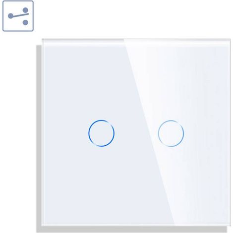 Conmutador táctil doble KOOB frontal cristal blanco (1/4)