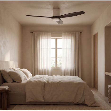 Forlight - Ventilador de Techo Stem Evo, Ø1320mm, Motor DC Silencioso, 30W + 20W LED, LED Integrado, CCT Seleccionable, 3000K - 4000K - 5000K, Regulable, Blanco, Palas Madera Oscur (1/5)