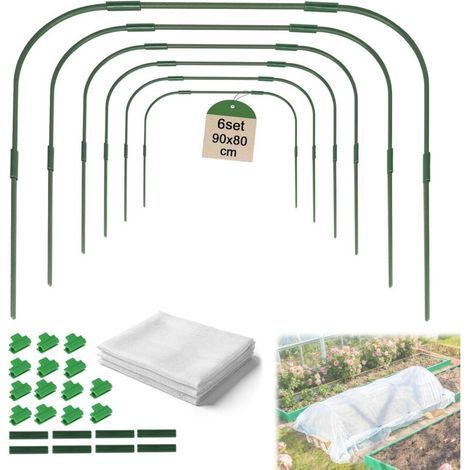 Pcs Garden Greenhouse Frame 80 x 90 cm with Clips and Protective Arches, Garden Hoop House Kit, Garden Tunnel Hoop, Greenhouse Hoop for Growing Tunnel (1/5)
