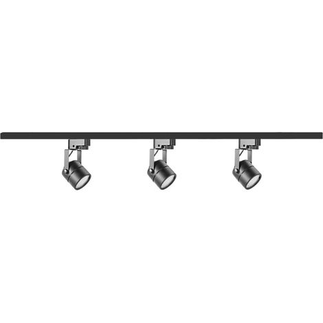 Rail alu noir 1m 3 spots orientables GU10 Praga Polux (1/5)