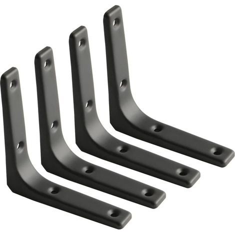 4pcs Équerre Étagère Murale, Équerre Métal Mat Noir, Support Étagère Métal pour Déco Cusine, Équerre Charge Lourde, 100mm100mm-Étagère murale (1/5)