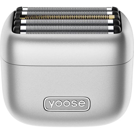 MINI Electric Shaver Men Beard - Razor with 5 Integrated Blades, IPX7 Waterproof, USB-C Rechargeable, Magnetic Head, Silver Finish (1/5)