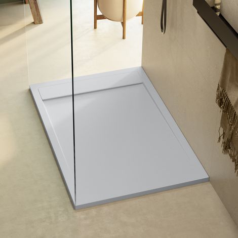 Receveur de douche 90x90 extra-plat Gris en résine minérale antidérapant effet ardoise - Magnus LAVABERG (1/5)