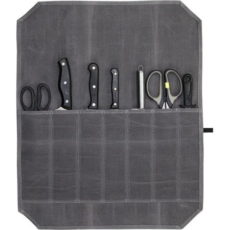 Lntyq Sac à Couteaux en Toile Cirée Sacoche Couteaux de Cuisine avec 7 Fentes Sac à roulettes Etui Couteau Portable Malette Couteaux pour Les Loisirs et Le Camping (1/5)