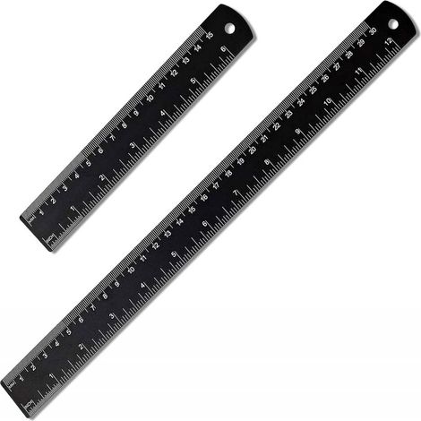 2 pièces Règle, 15 cm et 30 cm, Aluminium, Échelle cm et pouce, Tableau de conversion, Pour étudiants et ingénieurs (1/5)