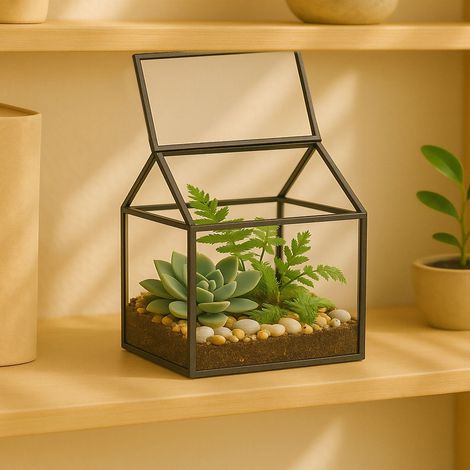 Glas terrarium in hausform fur zimmerpflanzen (1/5)