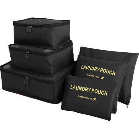 Ensemble de 6 organisateurs de bagages à compression pour ranger vêtements, chaussures et accessoires en voyage.-AquaForge (1/5)