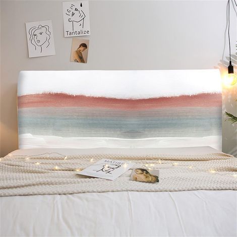 Marbre Housses de Tête de Lit Extensible Universelle Couverture de Tête de Lit Antipoussière Housse TêTe de Lit de Protection pour Décoration Chambre (Blanc,180cm) (1/5)