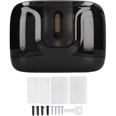 Distributeur De Serviettes En Papier - Support Murale Sans Perçage - Boîtier En ABS Noir - Compatible Essuie-Tout Plissé - 1 Pièce (1/5)